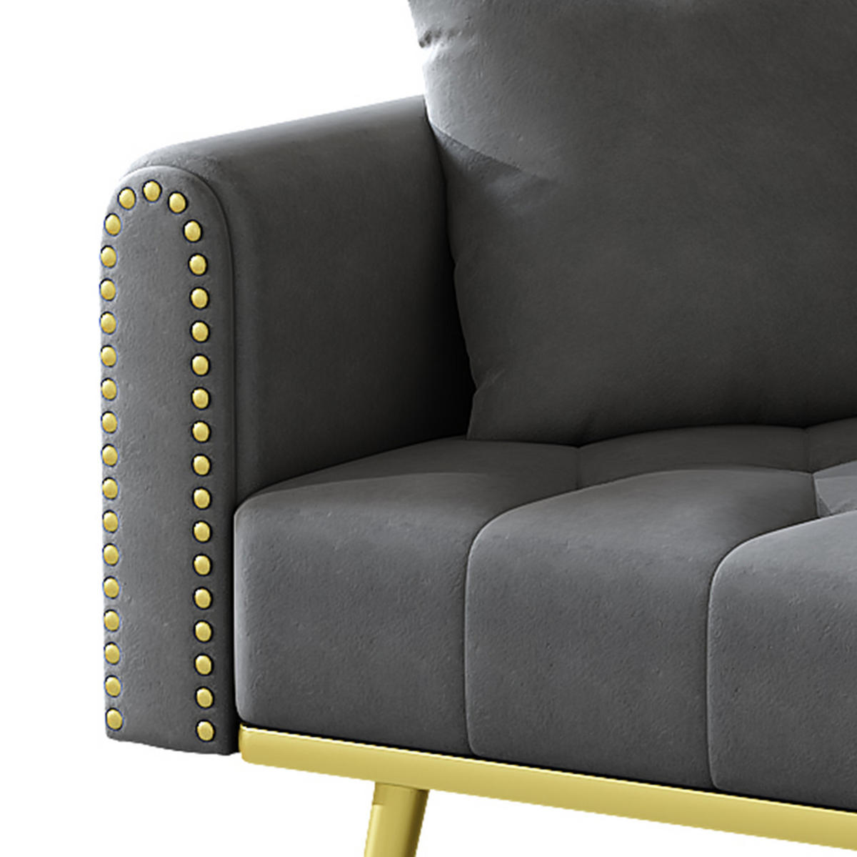 SCHLAFSOFA mit Liegefunktion 175 x 80 cm Samt Grau - Grau, Kunststoff (175/73.5/80cm) - Meubliv