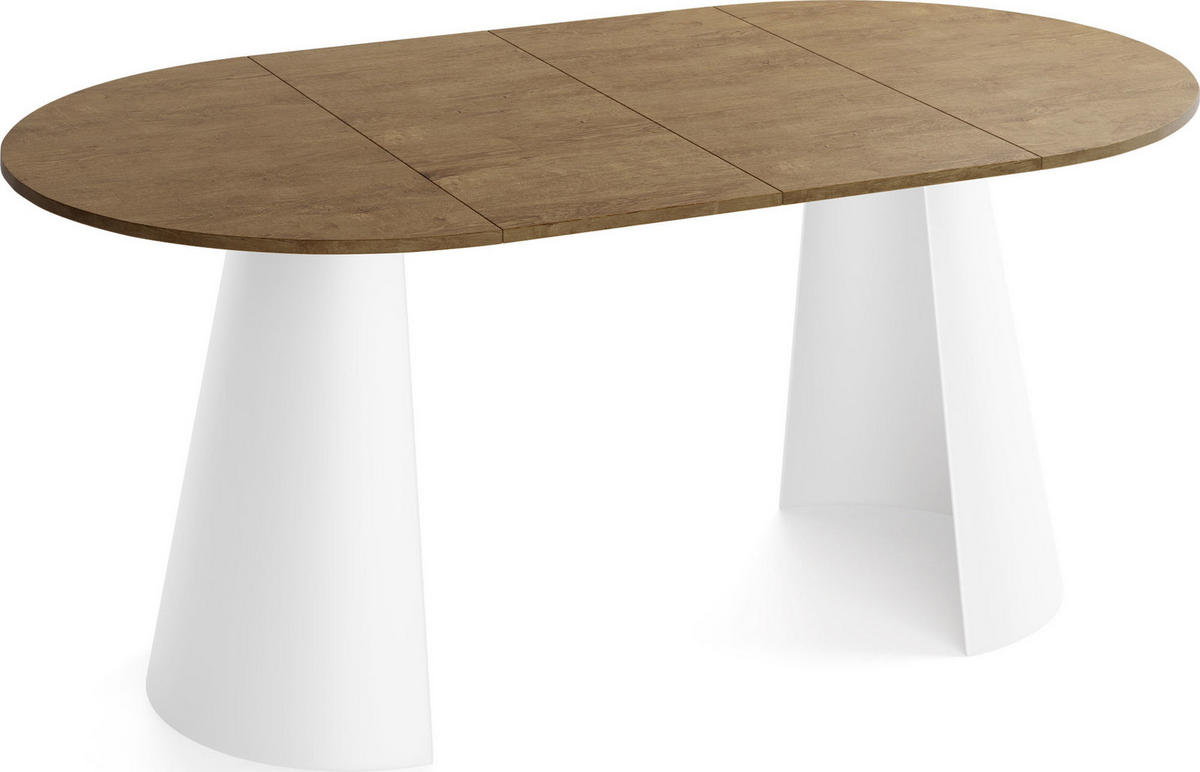 ESSTISCH Lamio runder ausziehbarer, Eiche Braun Rustikal 120-200/120/76 cm - Alteiche/Braun, Holzwerkstoff/Metall (120/196/76cm) - WFL GROUP