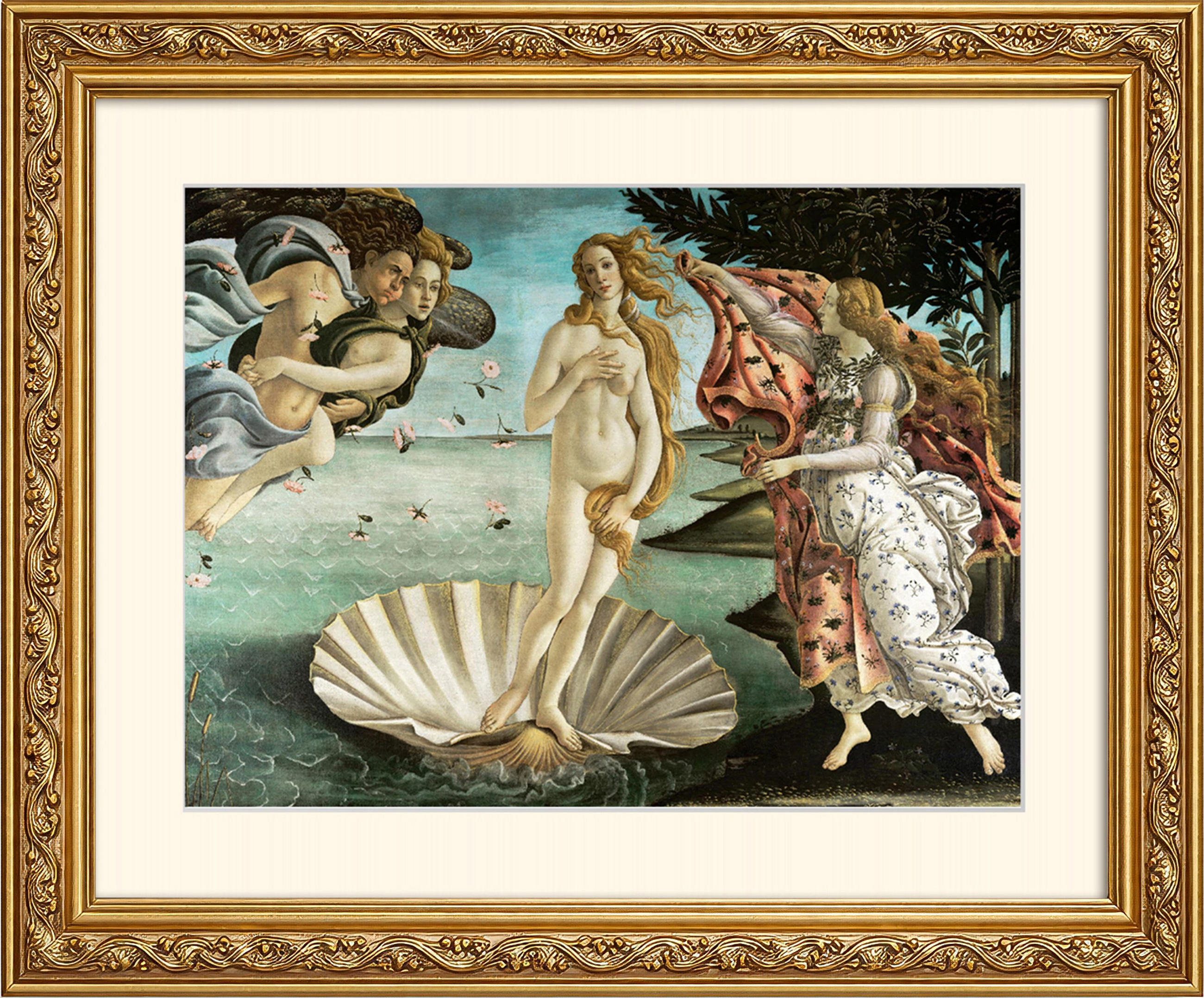 BILD gerahmt 63x53 cm Sandro Botticelli "Die Geburt der Venus" - Gelb, Holz (63/53cm) - artissimo