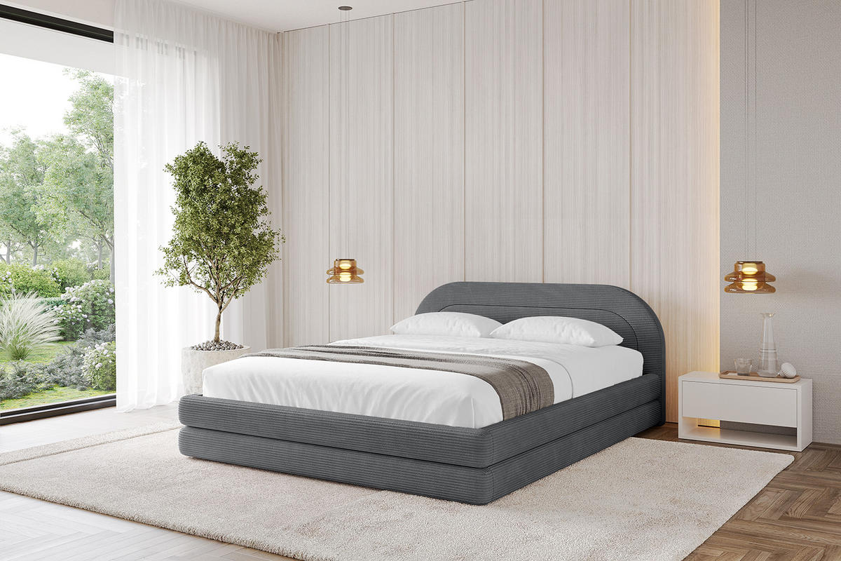 POLSTERBETT mit Bettkasten und Lattenrost, Bett mit Matratze H3/H4 - LERIS-v1 160x200 Dunkelgrau - Anthrazit, Holzwerkstoff/Textil (160/200cm) - ALTDECOR