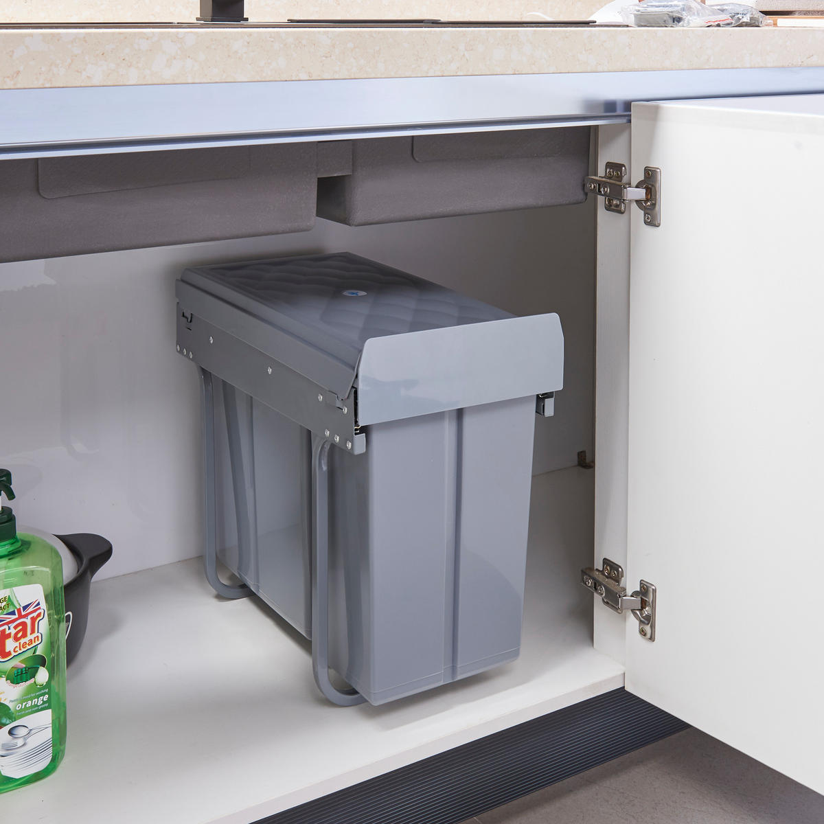 VESTAVĚNÝ KOŠ NA ODPAD Froland - šedá, kov/plast (48/42/26cm) - [en.casa]