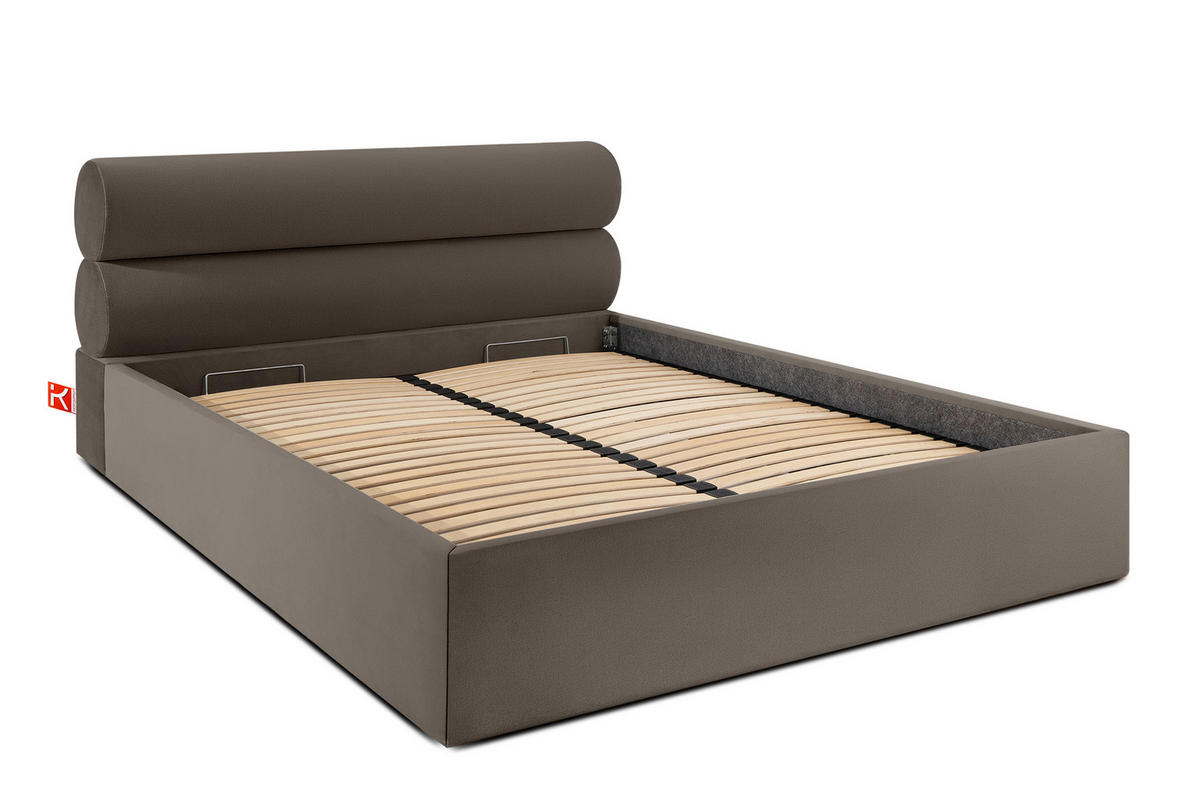 POLSTERBETT LUNEO - Schwarz/Braun, Holz/Holzwerkstoff (182/204cm) - KONSIMO®