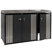 MÜLLTONNENBOX 3er mit Pflanzkasten HxBxT 125x196x84cm Anthrazit Edelstahl - Anthrazit, Metall (196/125/84cm) - PROREGAL