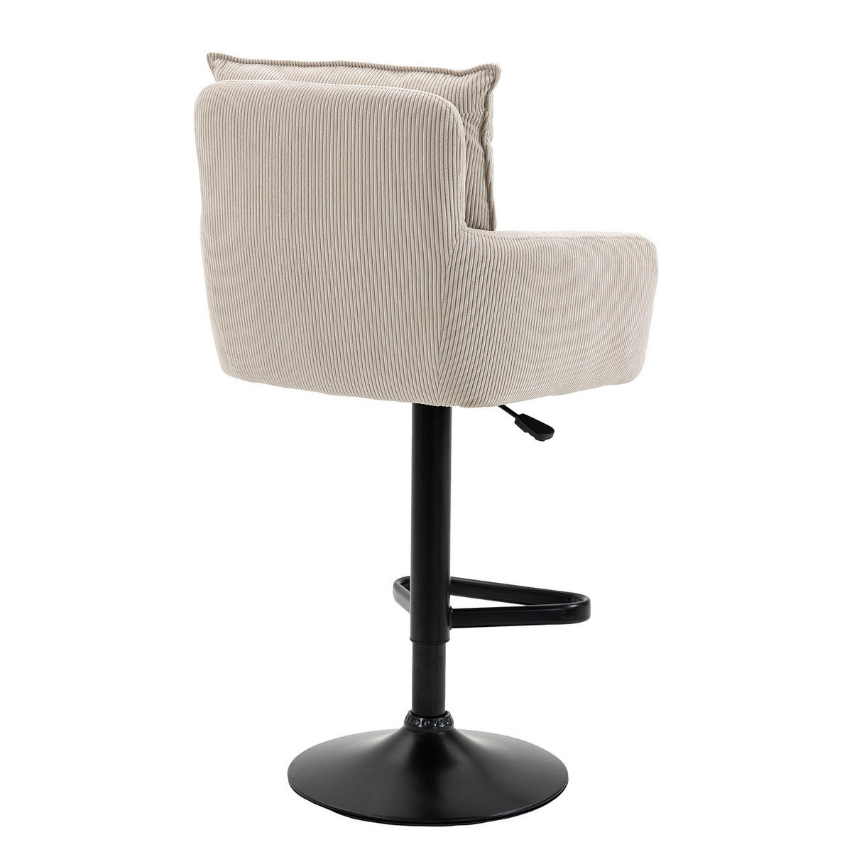 BARSTUHL - 2er-Set - Höhenverstellbar - Cord / Eisen - Beige, Textil/Metall (54/98/58cm) - home24