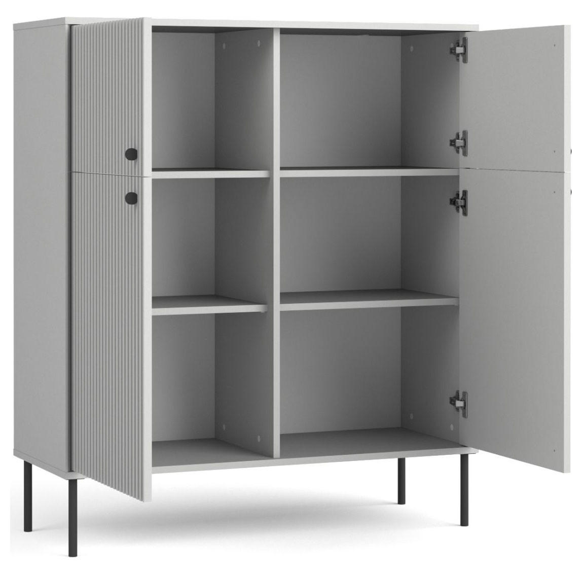 HIGHBOARD Iris grau matt 105,4 / 40,5 / 122,4cm - Schwarz/Grau, Holz/Holzwerkstoff (106/123/41cm) - Feldmann-Wohnen