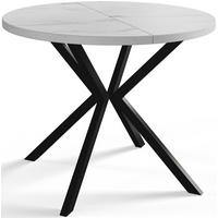 ESSZIMMERTISCH LOFT LITEN, ausziehbarer Tisch 120 cm/200 cm, Farbe: Marmur, mit Metallbeinen in Farbe Schwarz - Hellgrau/Schwarz, Holzwerkstoff (120/120/76cm) - Alpi-Möbel