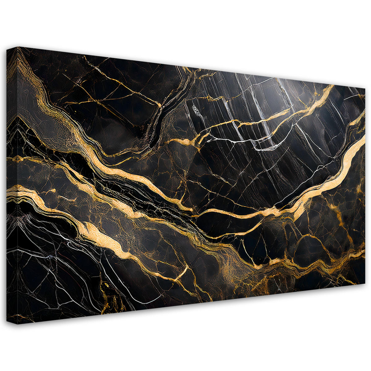 WANDBILD schwarz weißer marmor mit gold - Schwarz, Textil (100/50cm) - Feeby