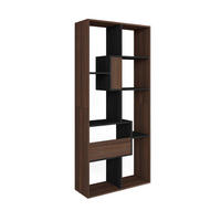 REGAL Bibliothek, Eiche dunkel und Schwarz, 67/31/162cm - Dunkelbraun/Schwarz, Holzwerkstoff (67/162/31cm) - Skraut Home