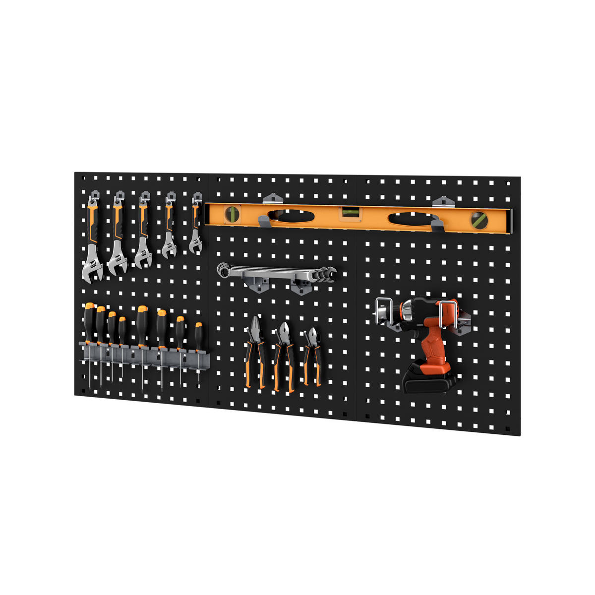 WERKZEUGTAFEL perforiert PAULA - Schwarz, Metall (120/60/1cm) - Jan Nowak