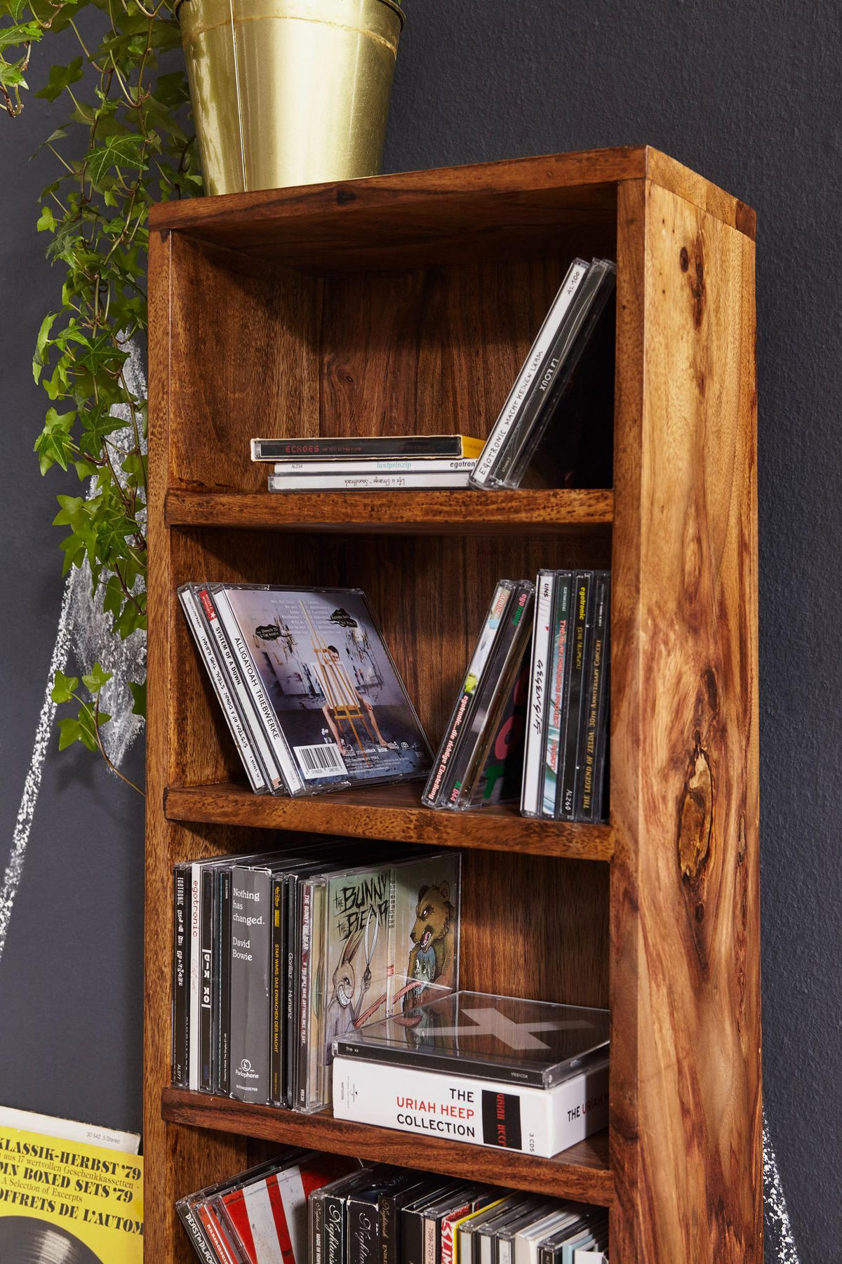 CD-REGAL Massivholz Pflegeleicht 90cm, Braun 30x17x90 cm - Braun, Holz (30/90/17cm) - KADIMA DESIGN