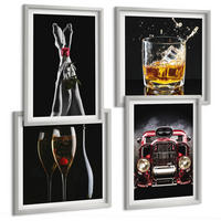 BILDER SET 4er Set - 50x50 cm & 40x60 cm Silberner Rahmen - Frauenbeine Rosenwagen Wein - Silberfarben, Kunststoff (50/50cm) - TULUP
