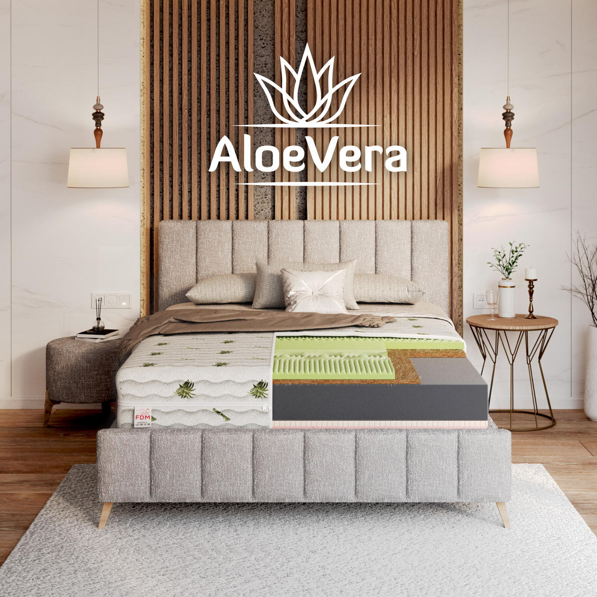 KALTSCHAUMMATRATZE Savona Aloe Vera - Weiß, Textil (160/200cm) - FDM