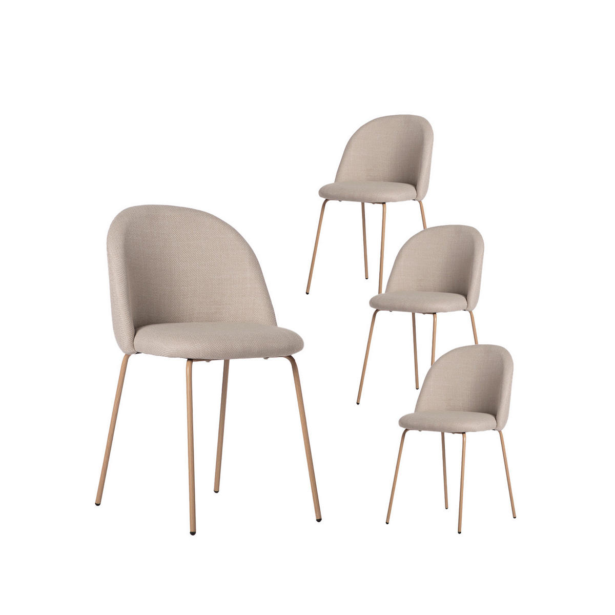 ESSZIMMERSTUHL Olivia Beige 48 cm x 81 cm 4er-Set - Beige, Textil (48/81/53cm) - Klast Home