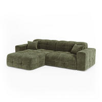 ECKSOFA (links) COCOON Geprägter Samt Vintage-Grün 230cm - Dunkelgrün/Grün, Textil (230/155cm) - Premium Interiors
