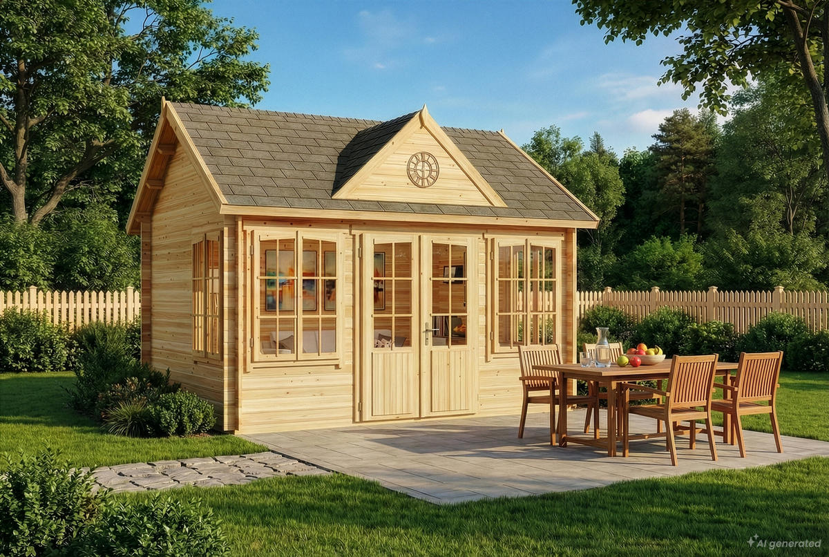 GARTENHAUS Holz Clockhouse - Naturfarben, Holz (440/336/340cm) - Alpholz
