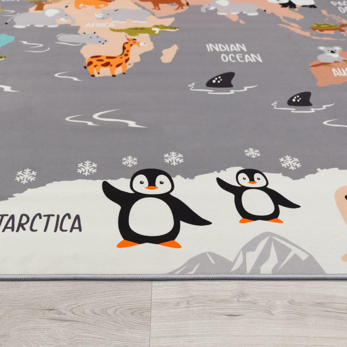 KINDERTEPPICH Tiere Grau 160 x 220 cm - Grau, Kunststoff (160/220cm) - TT Home