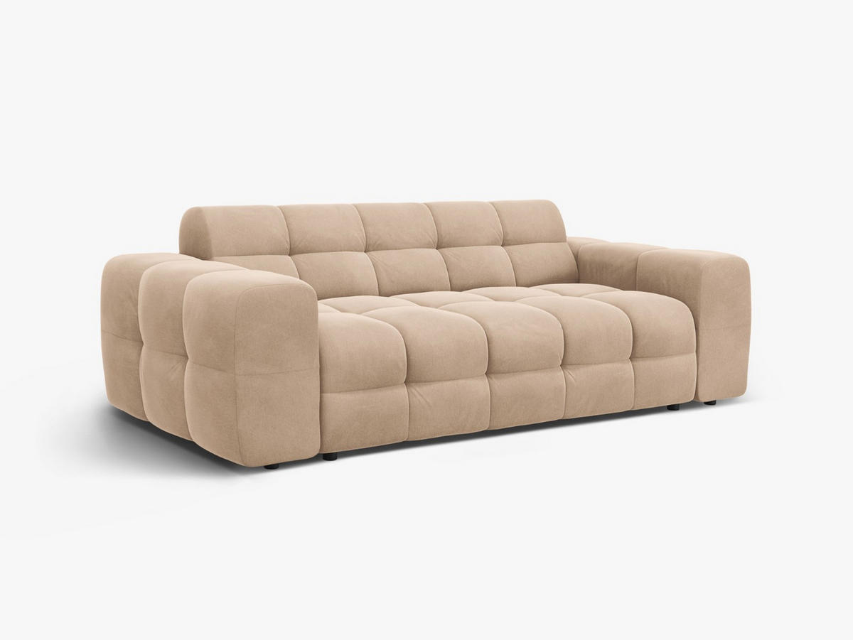 SOFA Kendal aus Samt mandelbeige 3 Sitzplätze - Beige, Textil (103/79/222cm) - Micadoni