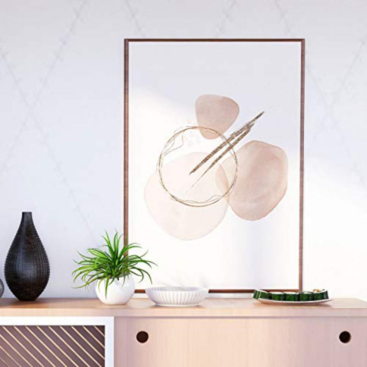 POSTER Set mit 4 Blätter und abstrakten Formen mit braunen Tönen A3 Rahmenlos - Klar, Papier (29.7/3cm) - Nacnic
