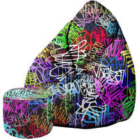 SITZSACK PEARSHAPE MIT FUßSTÜTZE Velvet 2-tlg Graffiti M - Violett, Textil (70/120/70cm) - Dreamroots