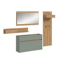 GARDEROBE Flow (B/H/T: ca. 205/192/32 cm) 4 tlg. in Salbei/Salbei - Salbeigrün, Holzwerkstoff (205/192/32cm) - Homes & Jones