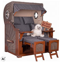 STRANDKORB XXL Düne Grande 2,5 Sitzer - Anthrazit/Braun, Metall (142/170/95cm) - Mr. Deko