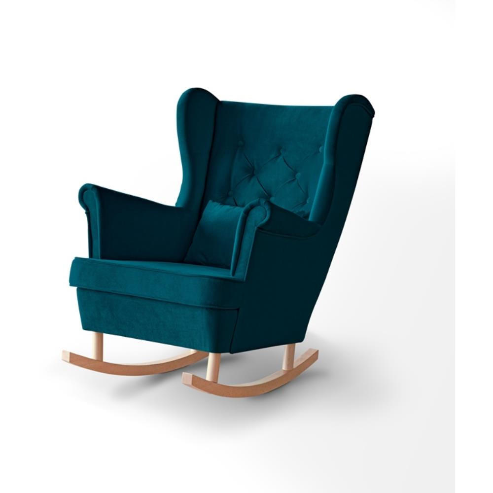 SCHAUKELSTUHL Fabio türkis mit Buchenbeinen - Türkis/Buchefarben, Textil (82/103/108cm) - Beautysofa