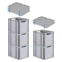 EUROBOX 5x Nextgen Economy Mit Auflagedeckel Grau/Blau Griffe Offen 30 Liter - Blau, Kunststoff (30/32/40cm) - PROREGAL