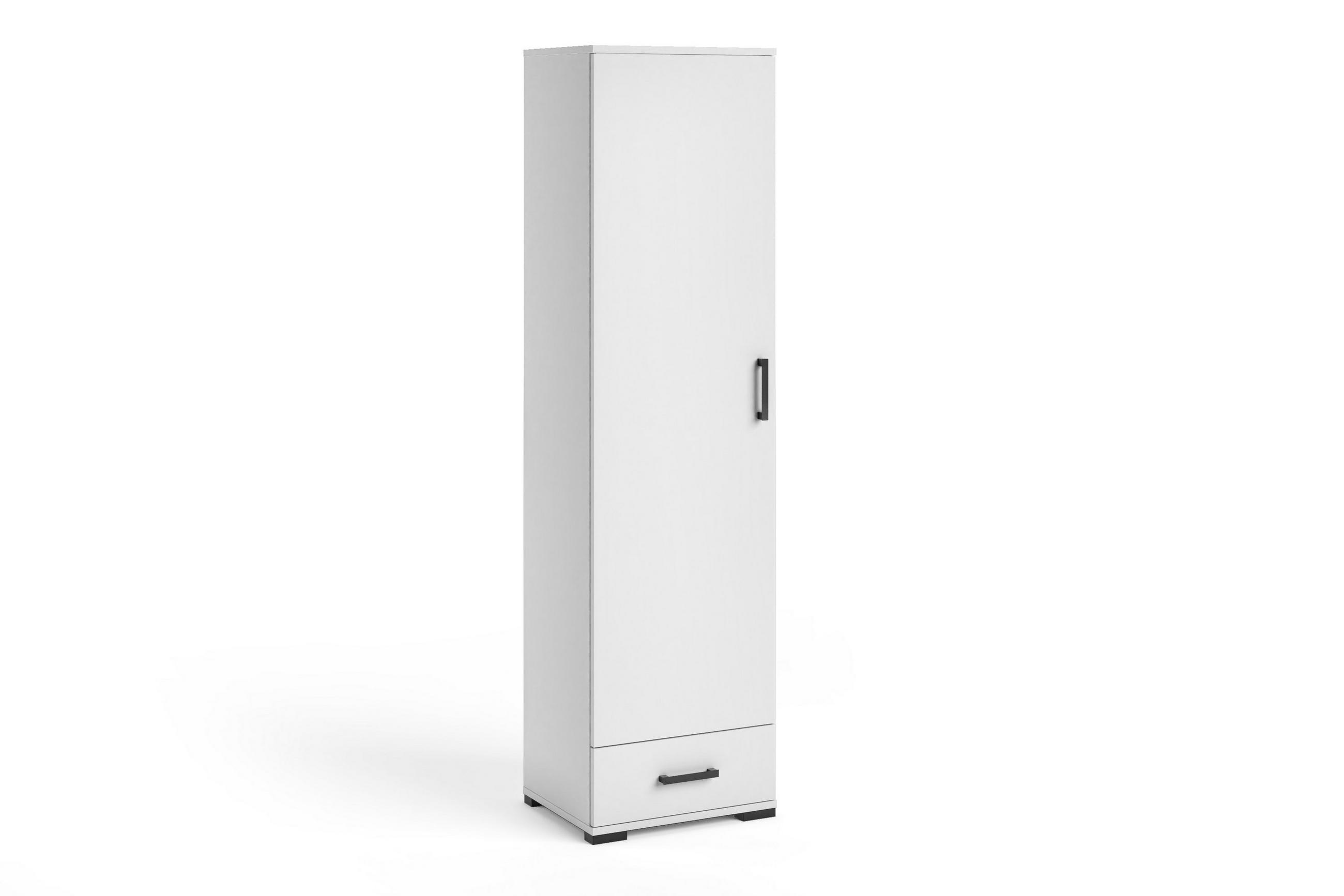 DREHTÜRENSCHRANK ALBANO 50/186/40cm 1-türig Weiß - Weiß, Holzwerkstoff (50/186/40cm) - MASSENO