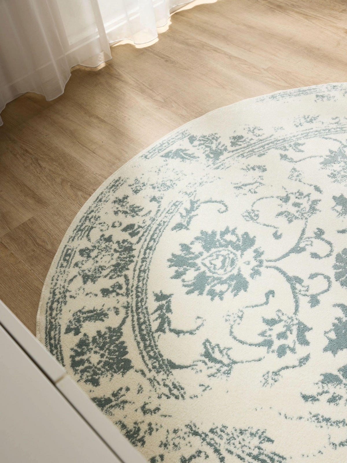 VINTAGE-TEPPICH Suki ø 160 cm rund - Creme/Mintgrün, Kunststoff (160/160cm) - benuta