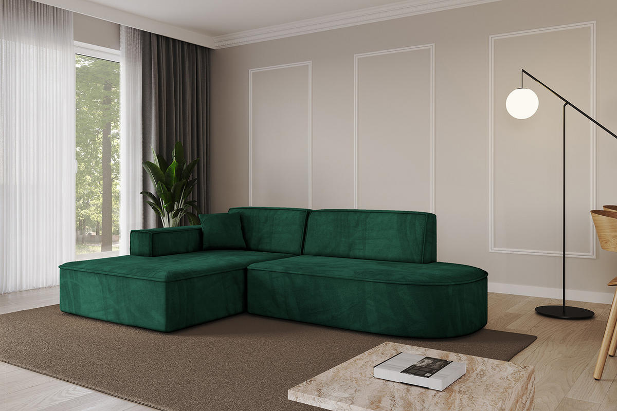 ECKSOFA Ottomane Links IREA-L1-v4 - 234x171x79 cm Grün - Dunkelgrün, Holzwerkstoff/Textil (234/171cm) - ALTDECOR