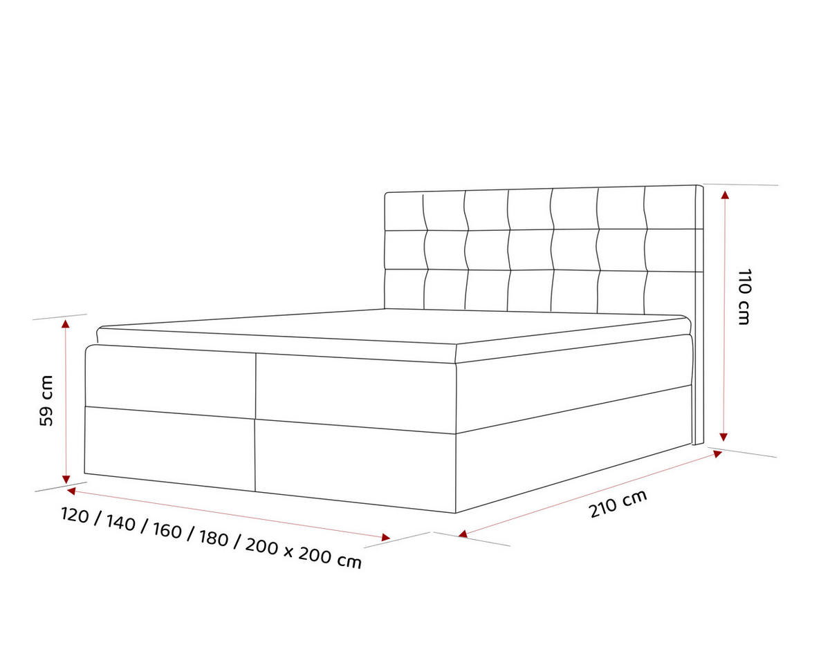 BOXBETT GRAND 140/200 cm, in Dunkelgrau, mit Matratze und Topper - Dunkelgrau, Holzwerkstoff/Textil (140/200cm) - Idohome