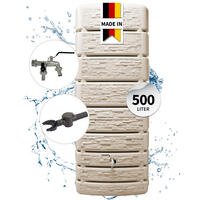REGENTONNE Wandtank Komplett-Set 500 L, sandbeige inkl. Chrom-Doppelauslaufhahn und Fallrohranschluss - Beige, Kunststoff (75/184/51cm) - 4rain