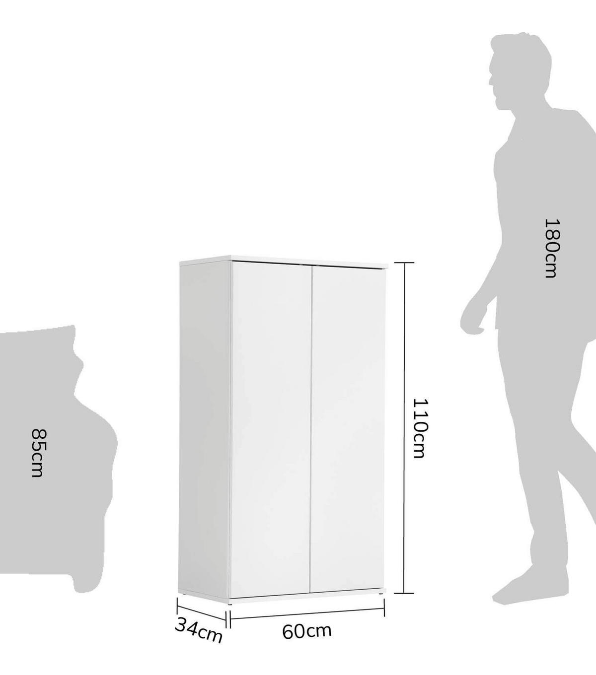 MEHRZWECKSCHRANK Der Schlanke - Weiß, Holzwerkstoff (60/110/34cm) - Mokebo