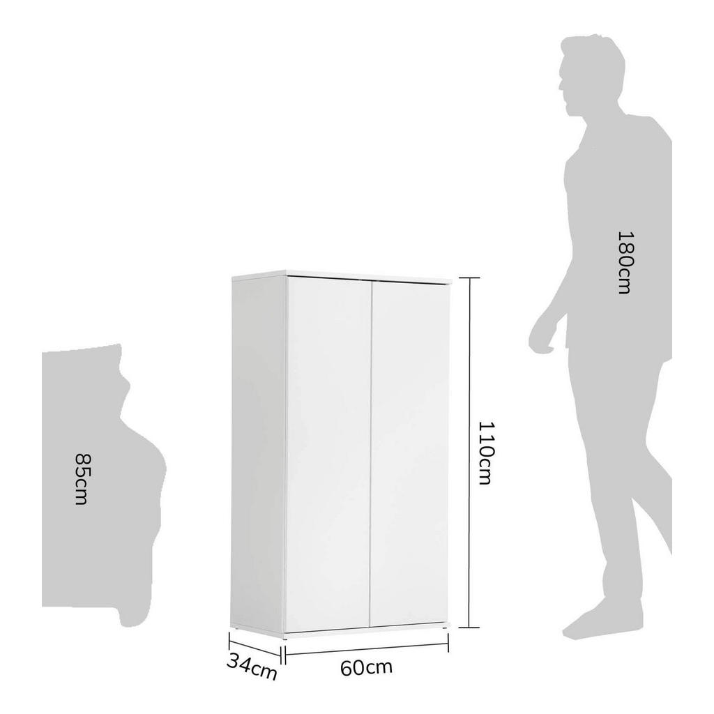 Thumbnail - Mokebo Mehrzweckschrank, Weiß, Holzwerkstoff, 2 Fächer, 60x110x34 cm, Waschküche, Mehrzweckschränke