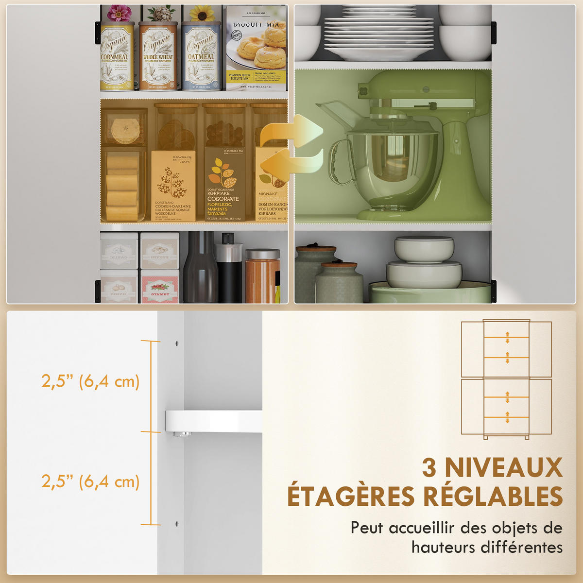 HIGHBOARD DE-11326 6 Ebenen Weiß - Weiß, Holzwerkstoff (40/178.5/76cm) - ComfortXL