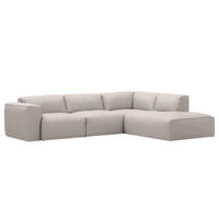 3-SITZER ECKSOFA mit Recamiere - Hellgrau/Schwarz, Leder/Kunststoff (295/231cm) - home24