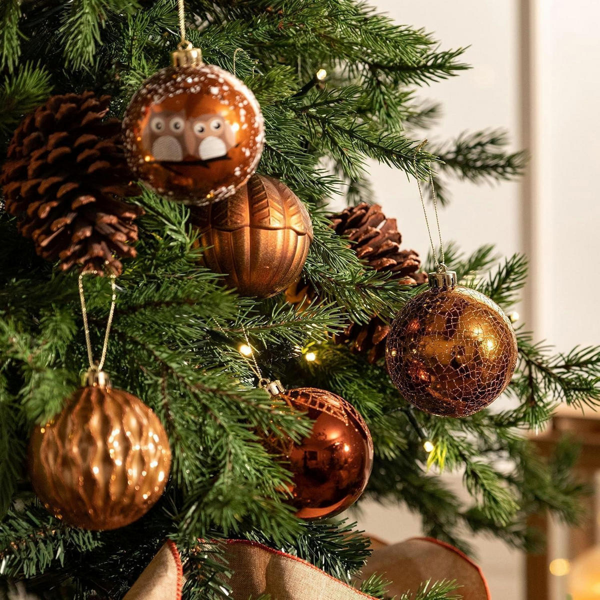 WEIHNACHTSKUGELN 12-teiliges Set 8 cm Kunststoff Bronze - Goldfarben, Kunststoff (8/8/8cm)