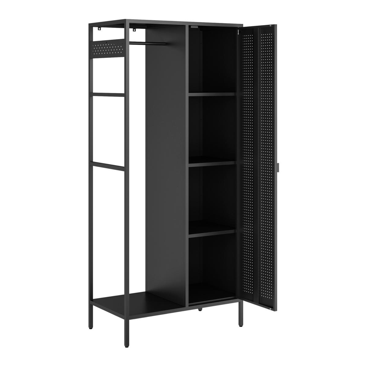 KLEIDERSCHRANK Puumala - Schwarz, Metall (80/180/45cm) - [en.casa]