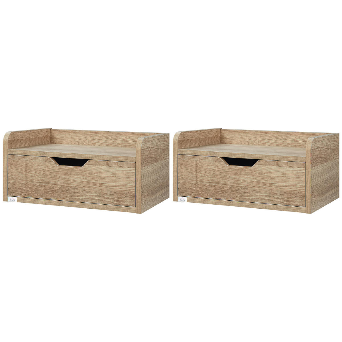 NACHTTISCH Braun Spanplatte hängend mit Schublade 2er-Set - Naturfarben, Holzwerkstoff (40/19.5/30cm) - PANGIVO