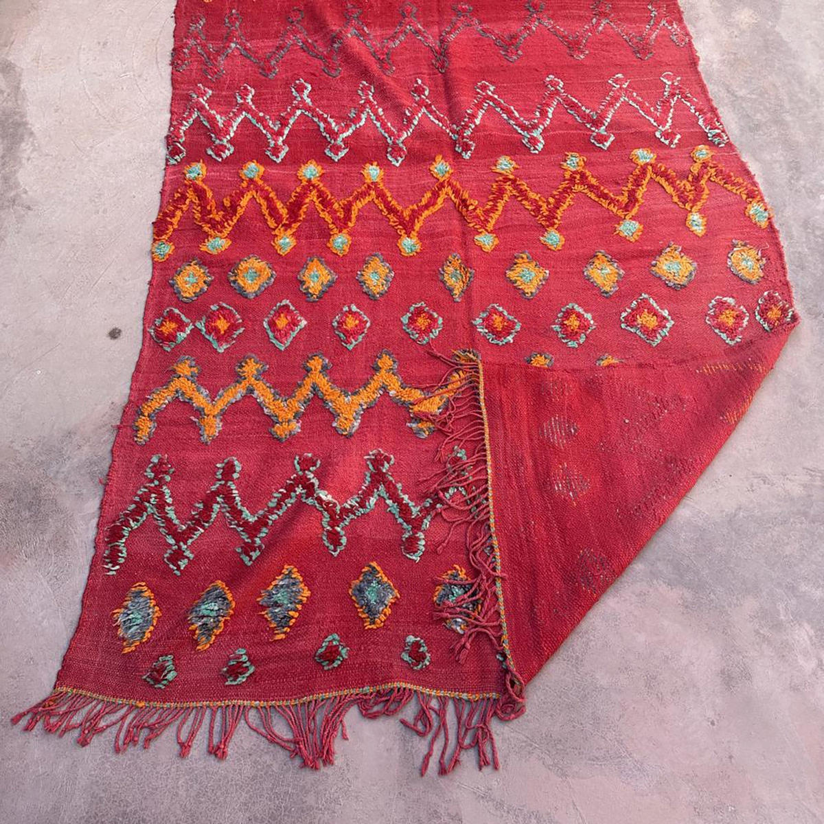 BERBERTEPPICH aus reiner Wolle 163x 405 cm - Rot, Naturmaterialien (163/405cm) - AFK Living