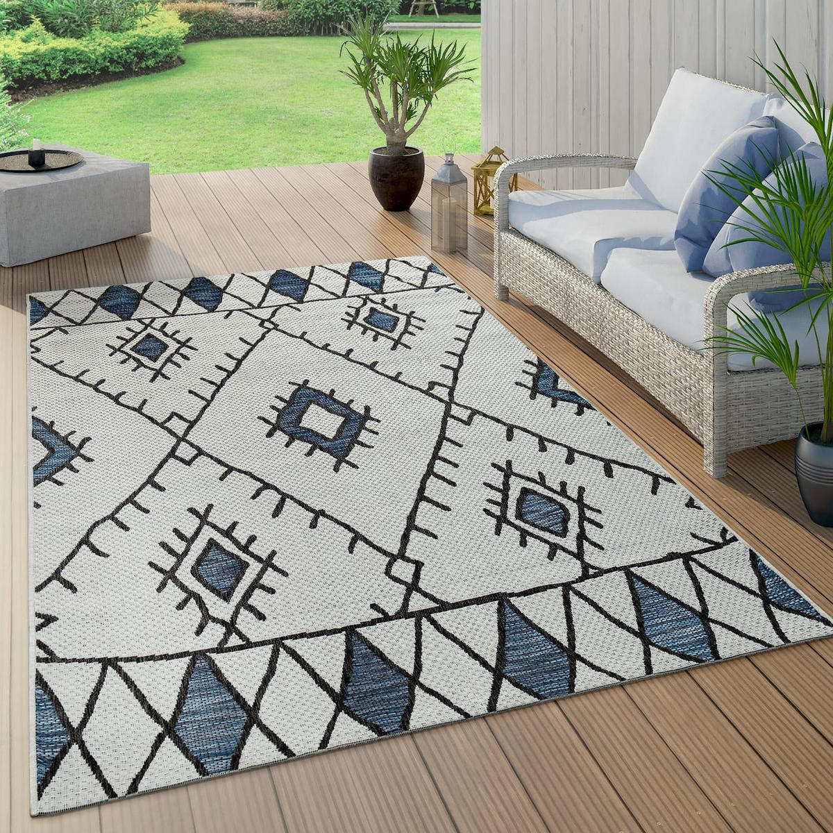 OUTDOORTEPPICH 120/160 cm Kuba 124 - Blau, Kunststoff (120/160cm) - Paco Home