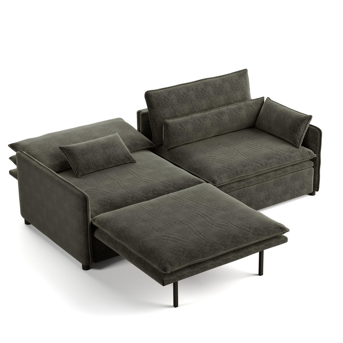 SCHLAFSOFA 3-in-1 ausziehbar mit Staufach, DE-42857, Dunkelgrau - Dunkelgrau, Holzwerkstoff (206/86/91cm) - ComfortXL