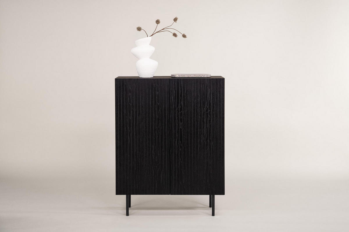 SIDEBOARD BJORKON Schwarz 80x30x103 cm - Schwarz, Holzwerkstoff (80/103/30cm) - FURNLUX