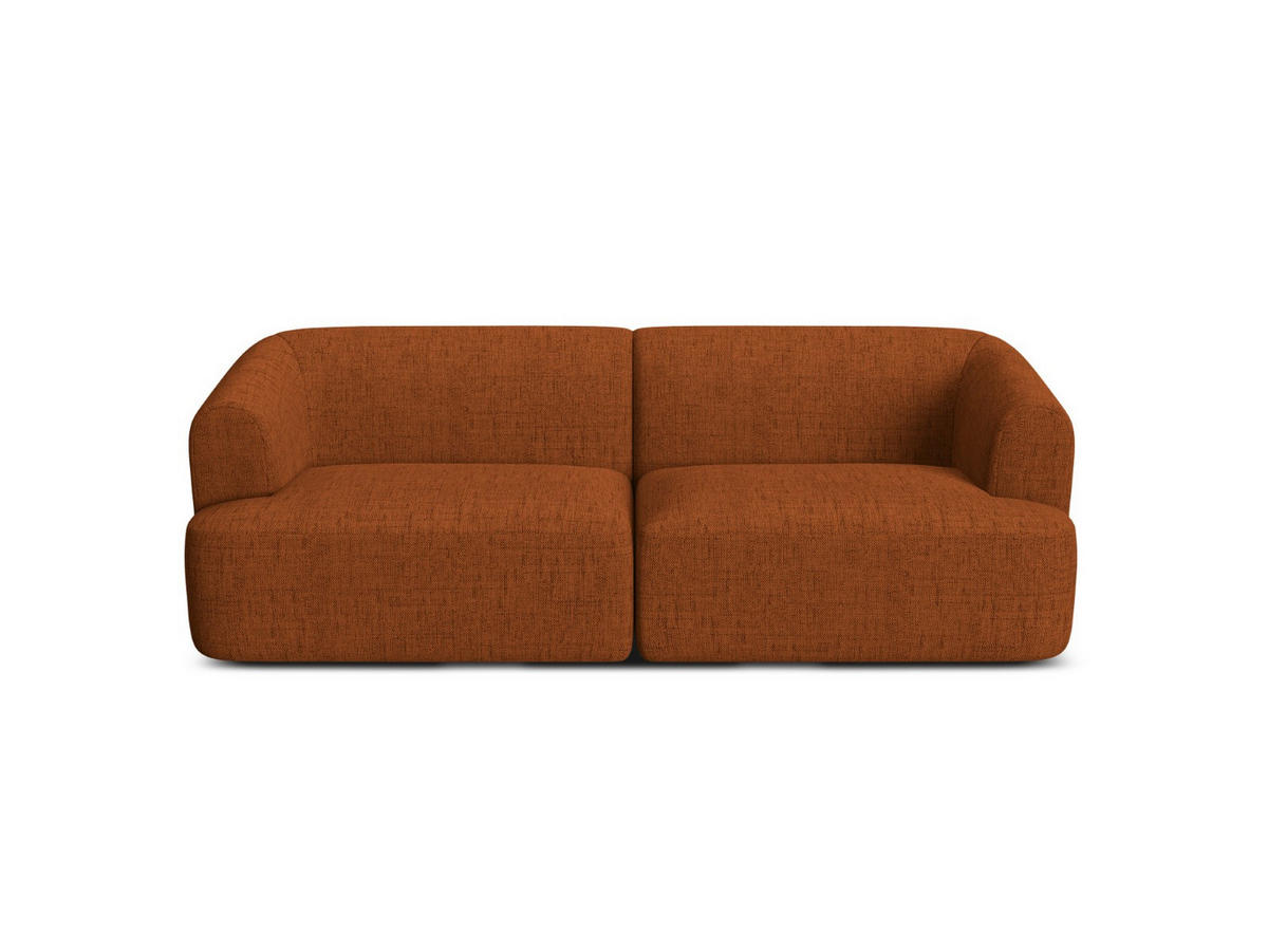 MODULARES-SOFA Campi aus strukturiertem Stoff ziegelrot 3 Sitzplätze - Orange, Textil (90/70/220cm) - Cosmopolitan Design