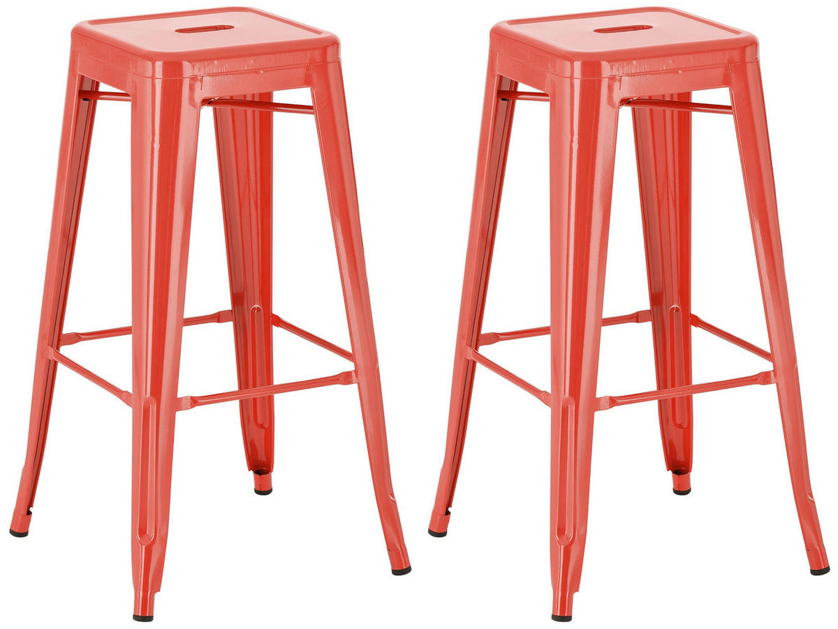 BARHOCKER 2er Set Metall rot - Rot, Metall (43/76/43cm) - CLP