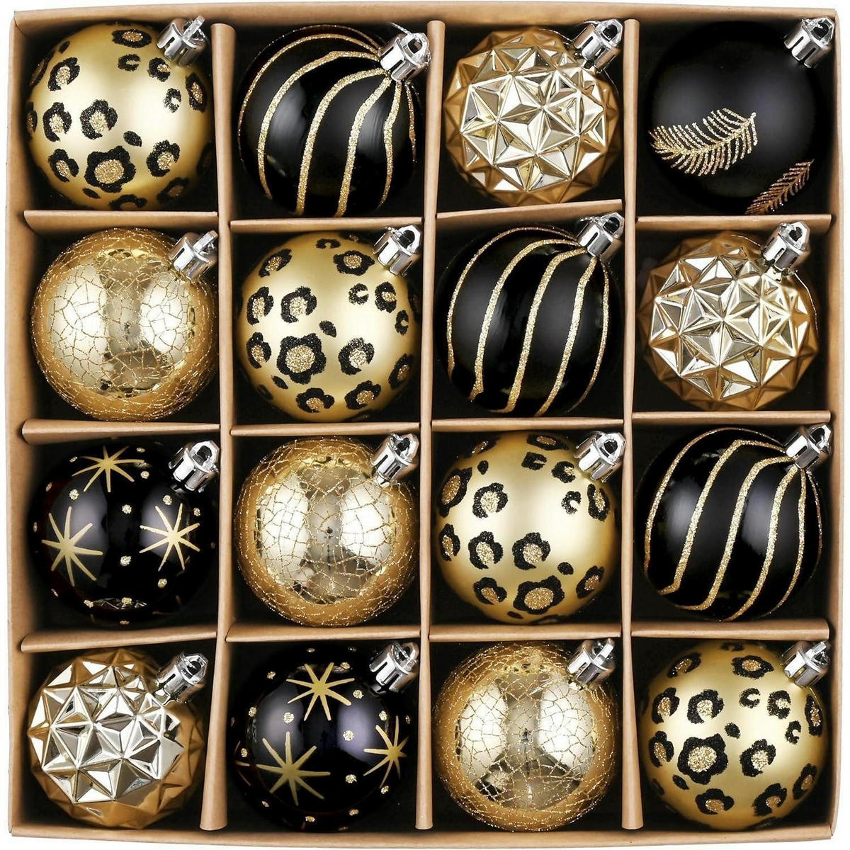 WEIHNACHTSKUGELN 16-teiliges Set 6 cm Schwarz Gold - Multicolor, Kunststoff (6/6/6cm)