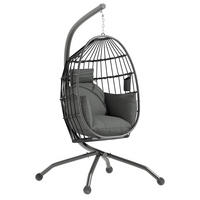 HÄNGESESSEL Stahl Polyester Schwarz - Schwarz, Metall (88/192/120cm) - Outsunny