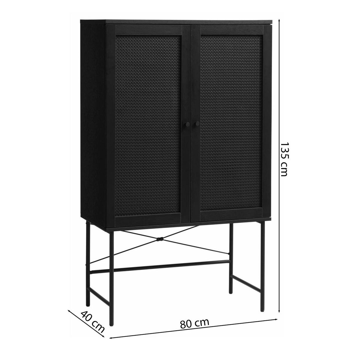 HIGHBOARD Mogest 2-türig 80 cm - Schwarz, Holzwerkstoff/Kunststoff (80/135/40cm) - Selsey