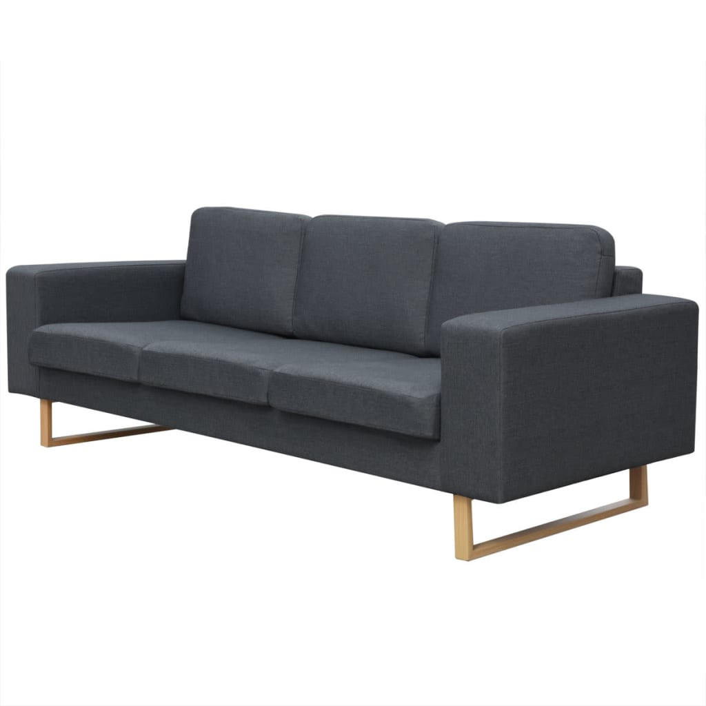 3-SITZER-SOFA mit Holzfüße, 200/82/76 cm, aus Stoff, Dunkelgrau - Dunkelgrau/Braun, Holz/Textil (200/76/82cm) - vidaXL