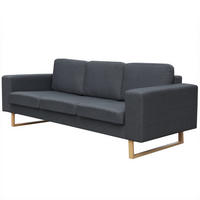 3-SITZER-SOFA mit Holzfüße, 200/82/76 cm, aus Stoff, Dunkelgrau - Dunkelgrau/Braun, Holz/Textil (200/76/82cm) - vidaXL